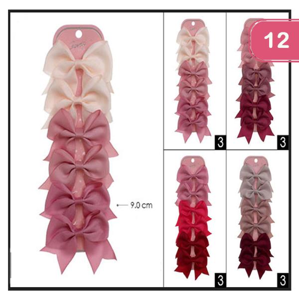 6 PCS WINTER TONE HAIR BOW SET (12 UNITS)