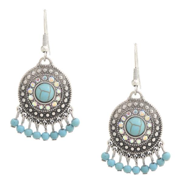 TURQUOISE ROUND DANGLE EARRING