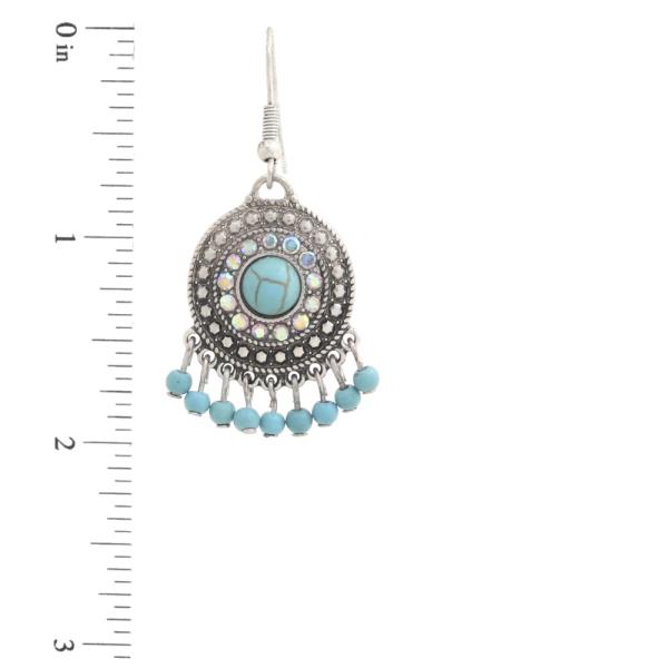 TURQUOISE ROUND DANGLE EARRING