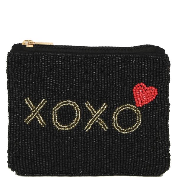 XOXO FULL SEED BEAD ZIPPER BAG