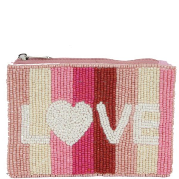 SEED BEAD LOVE COIN PURSE BAG