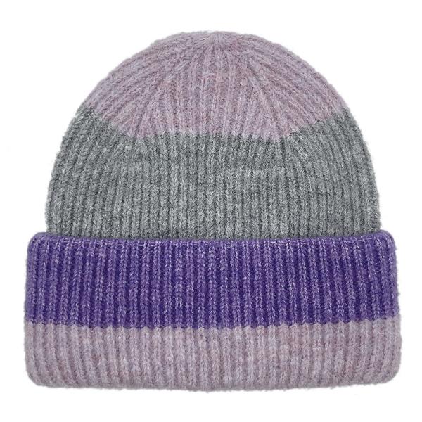 STRIPE RIBBED BEANIE