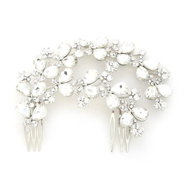BUTTERFLY PATTERN CUVE RHINESTONE HAIR COMB