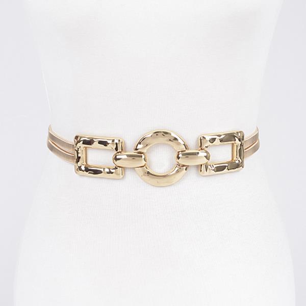 HAMMERED METAL BUCKLE PLUS SIZE STRETCH BELT