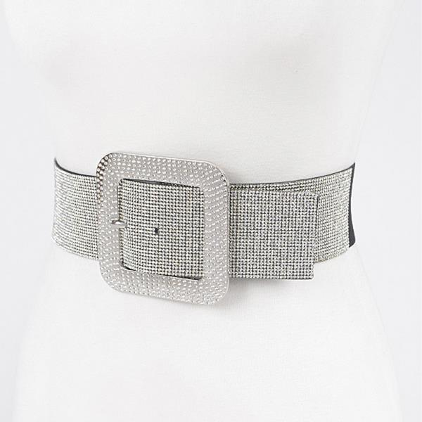 RHINESTONE BUCKLE PLUS SIZE ELASTIC BELT