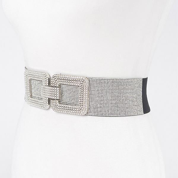 RHINESTONE BUCKLE PLUS SIZE ELASTIC BELT