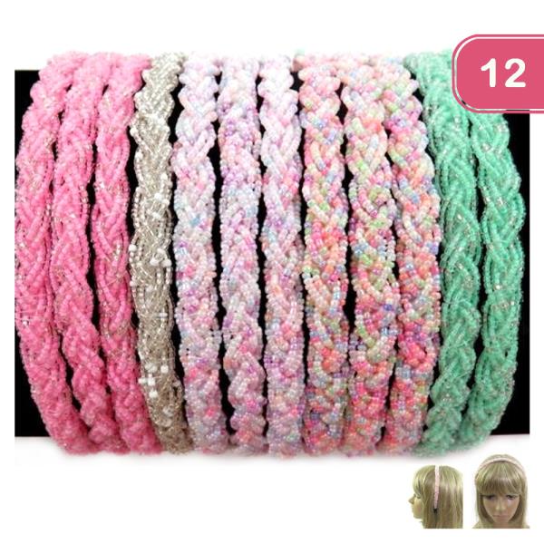 FASHION HEADBAND WITH SEAD BEADS (12 UNITS)