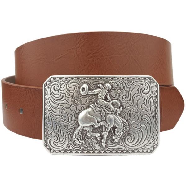 WESTERN SILVER RODEO BUCKLE BELT