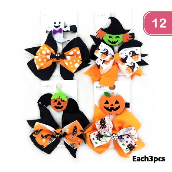 HALLOWEEN HAIR BOW AND CLIP (12UNITS)