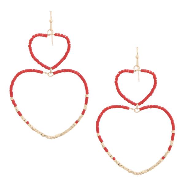 RUBBER BEAD HEART DANGLE EARRING