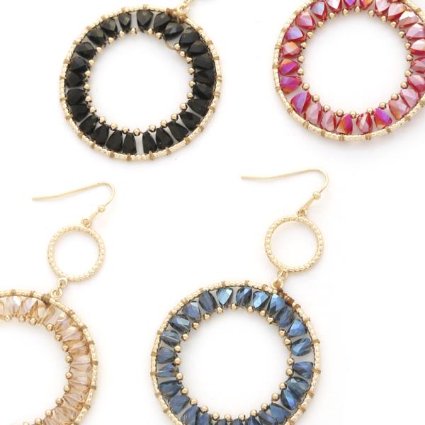 DOUBLE CIRCLE BEADED DANGLE EARRING