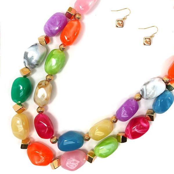 RESIN BEAD STATEMENT NECKLACE