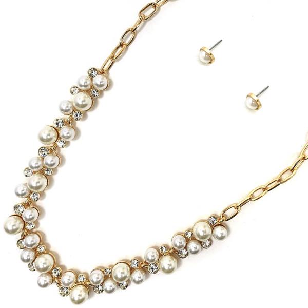 PEARL STATEMENT NECKLACE EARRING SET