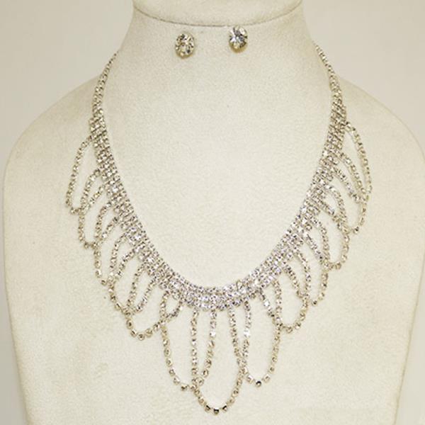 RHINESTONE NECKLACE EARRING SET