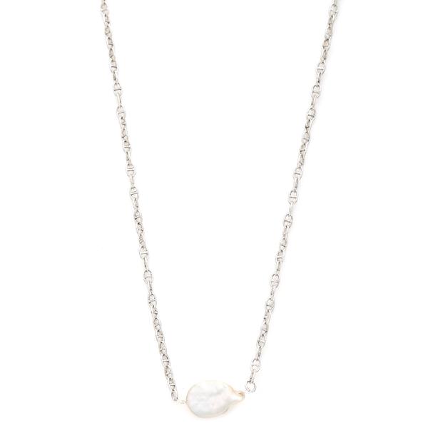 OVAL PEARL STONE LINK NECKLACE