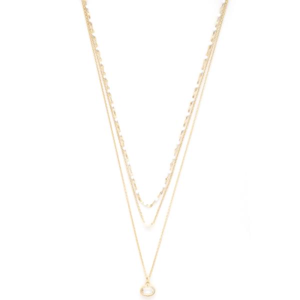 OVAL CHARM BEADED LAYERED NECKLACE
