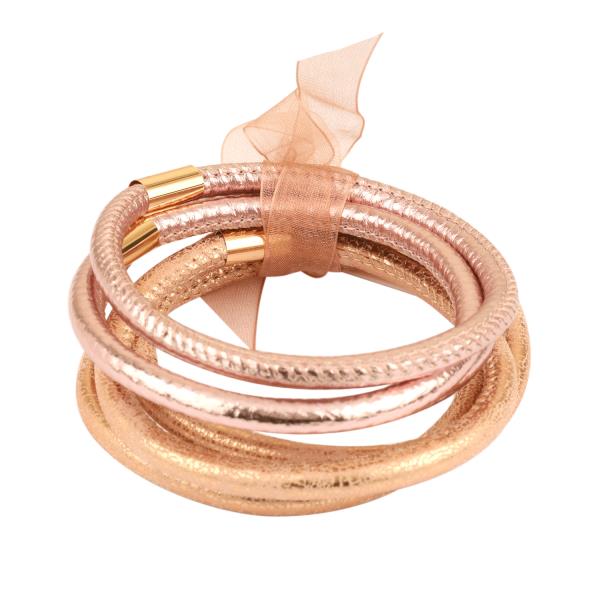 PLASTIC TUBE LEATHER MULTI STACKABLE BRACELETS