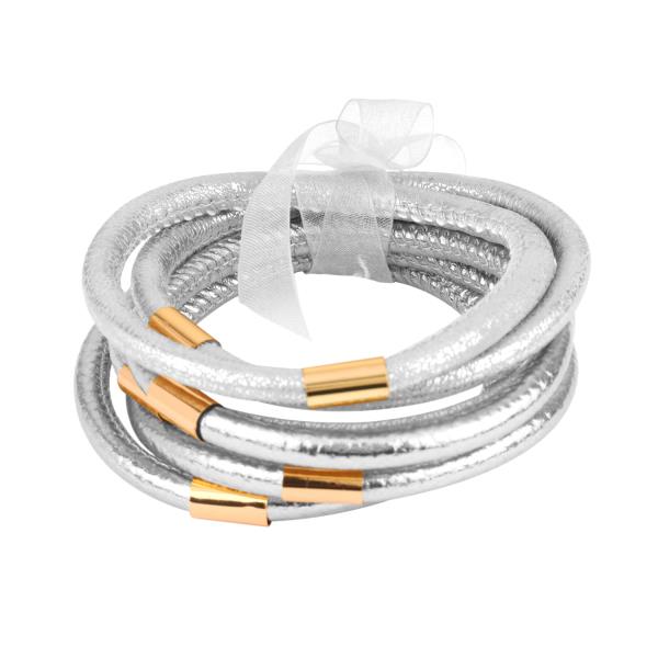 PLASTIC TUBE LEATHER MULTI STACKABLE BRACELETS