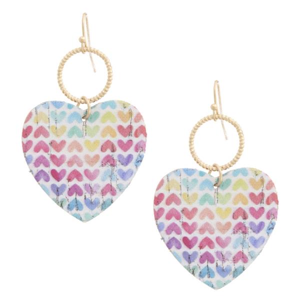 HEARTS LIPS PRINTED DANGLE EARRING