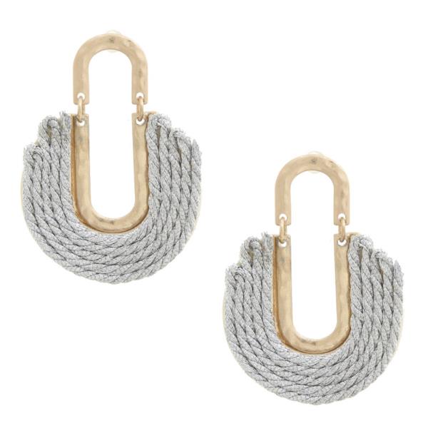 BRAIDED CORD U SHAPE DANGLE EARRING