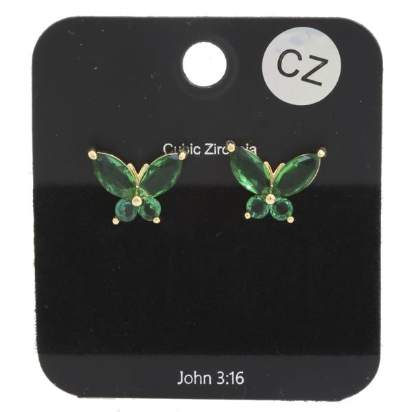 CZ BUTTERFLY POST EARRING