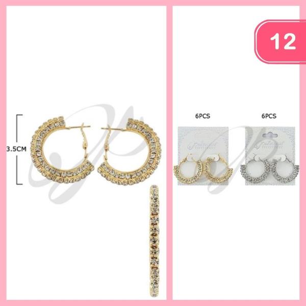 RHINESTONE HOOP EARRING (12 UNITS)