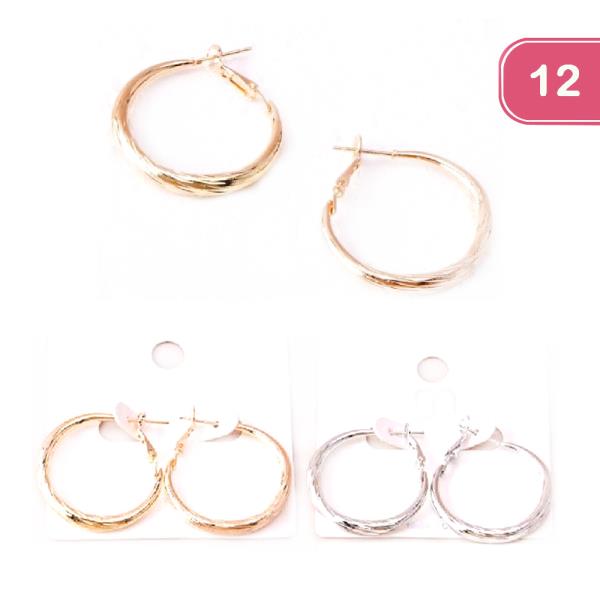 BRUSH WEIGHTED  HOOP EARRING (12UNITS)
