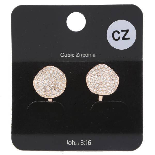 CZ ROUND CLIP EARRING