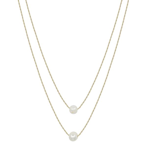 2 LAYERED 8mm DOUBLE PEARL SHORT NECKLACE