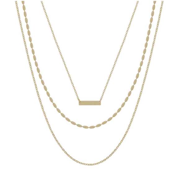 OVAL CHAIN ACC 3 LAYERED BAR PNDT NECKLACE