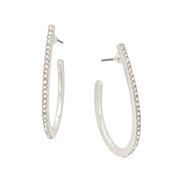 SMALL TEARDROP PAVE ACCENT HOOP EARRING