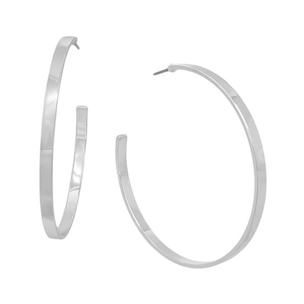 2.1" FLAT METAL HOOP EARRING