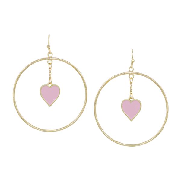 EPOXY HEART CHARM LINEAR RND MT EARRING