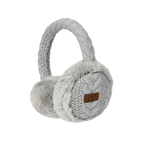 CC CABLE KNIT EARMUFFS WITH FAUX FUR