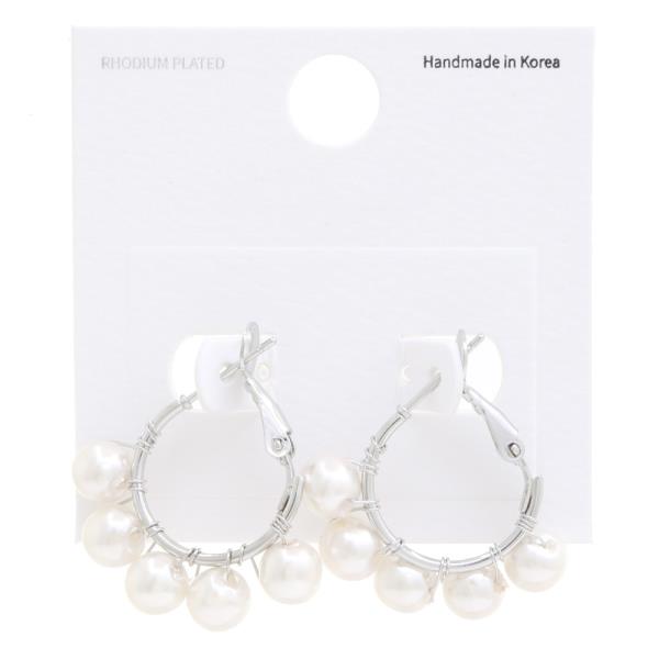 PEARL BEAD EDGE 14K GOLD DIPPED HOOP EARRING