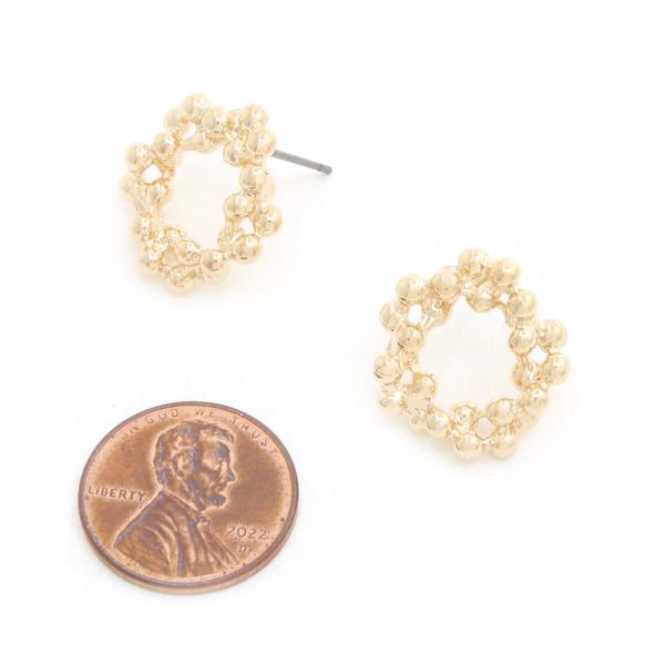 BALL BEAD ROUND 14K GOLD DIPPED EARRING
