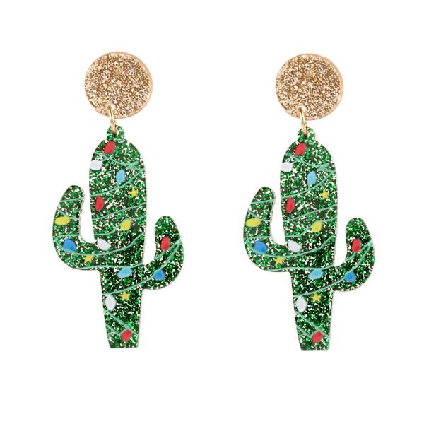 CHRISTMAS CACTUS POP ART POST EARRING