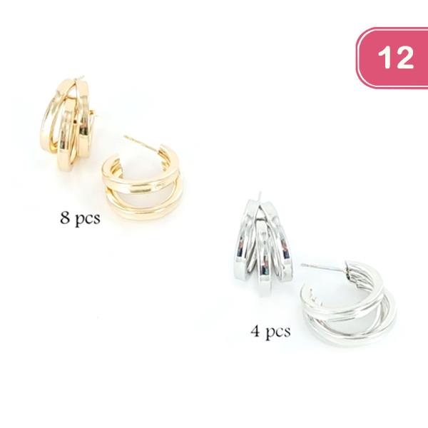 LAYERED METAL HOOP EARRING (12 UNITS)