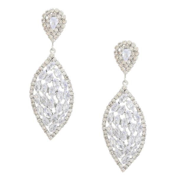 RHINESTONE POINTED OVAL DANGLE EARRING