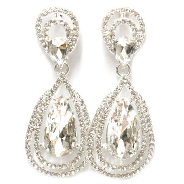TEARDROP GEMSTONE & RHINESTONE PARTY BRIDAL EARRING