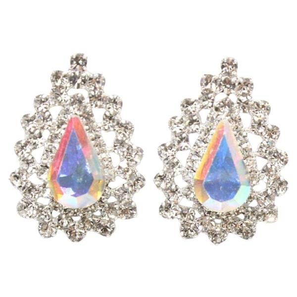 TEARDROP GEMSTONE & RHINESTONE PARTY BRIDAL EARRING