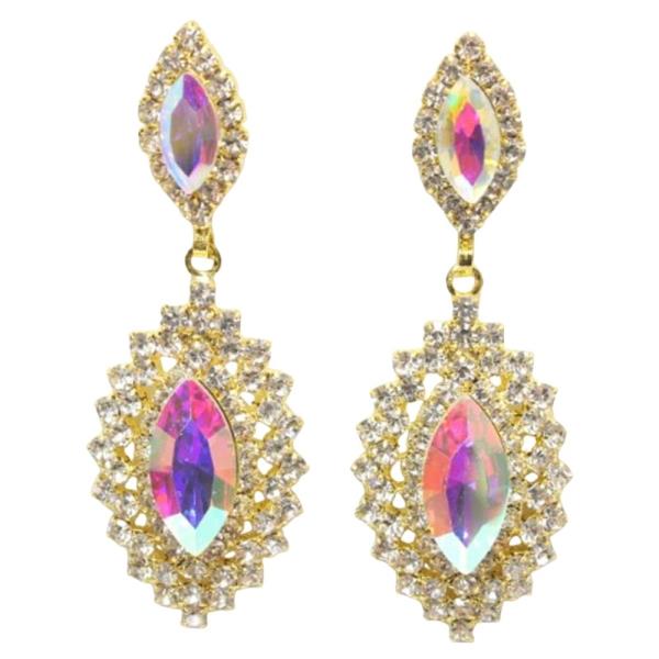 TEARDROP GEMSTONE & RHINESTONE PARTY EARRING