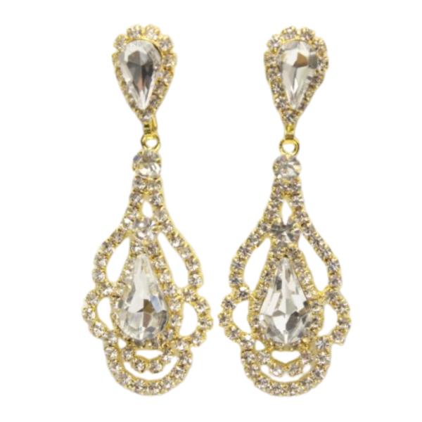 TEARDROP GEMSTONE & RHINESTONE PARTY EARRING