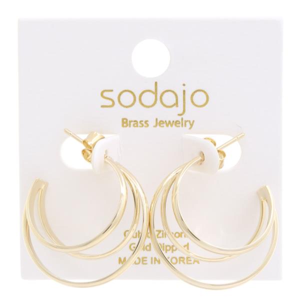 SODAJO TRIPLE CRESECENT HOOP GOLD DIPPED EARRING