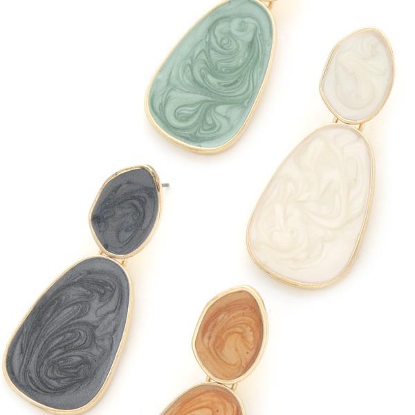 MARBLED ENAMEL DROP EARRING