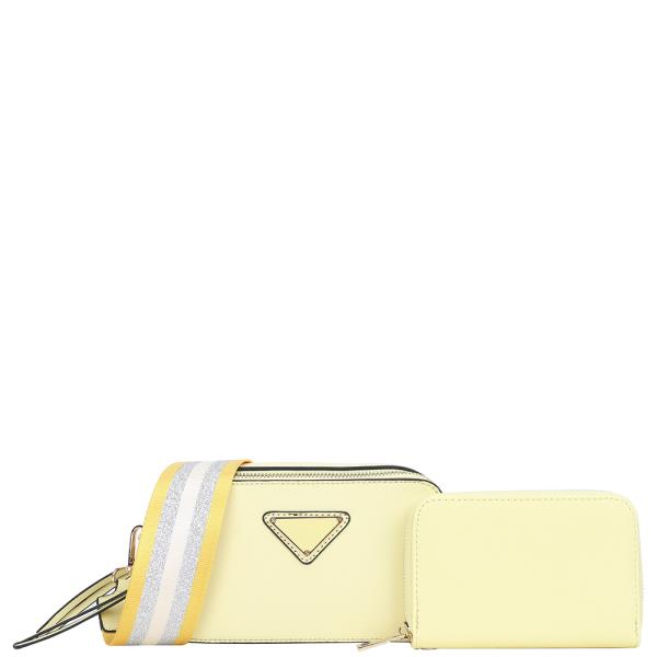 2IN1 CHIC SMOOTH ZIPPER CROSSBODY BAG WITH WALLET SET