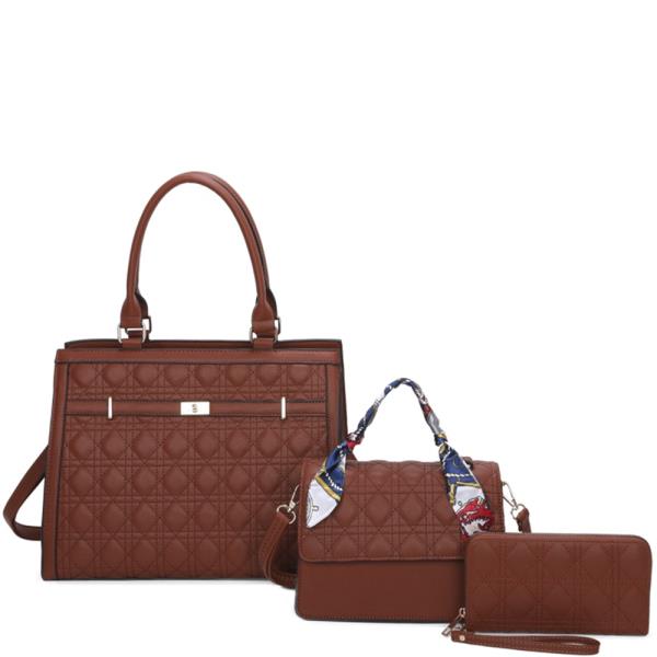 3IN1 FASHION SATCHEL BAG WITH MINI BAG AND WALLET SET