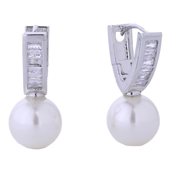 14K GOLD/WHITE GOLD DIPPED BRIDEMAIDS PEARL DROP EARRINGS