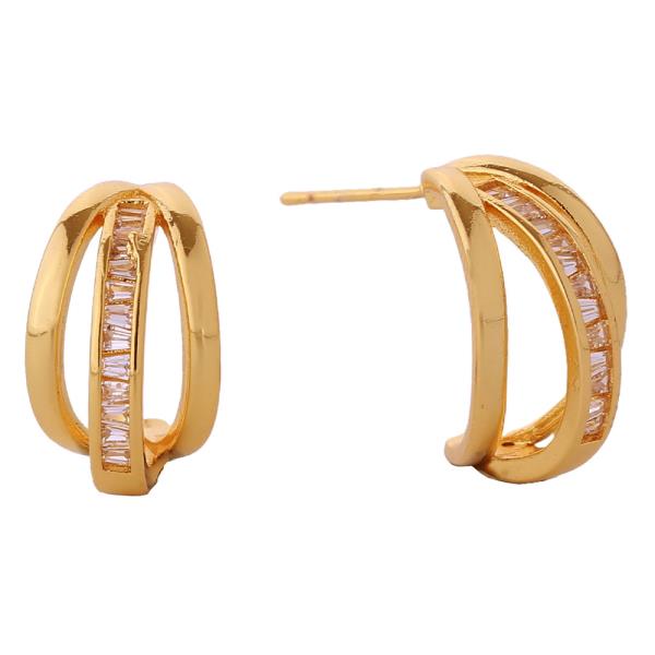 14K GOLD/ WHITE GOLD DIPPED DAILY MIXED TRIPLE HOOP EARRING