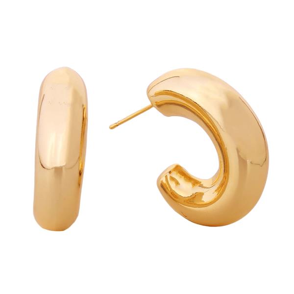 14K GOLD/ WHITE GOLD DIPPED PUFFY HOOP POST EARRING